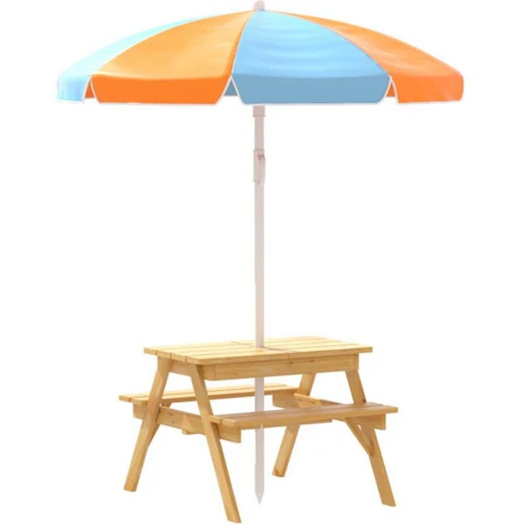 Keezi Kids Outdoor Picnic Bench Set With Umbrella