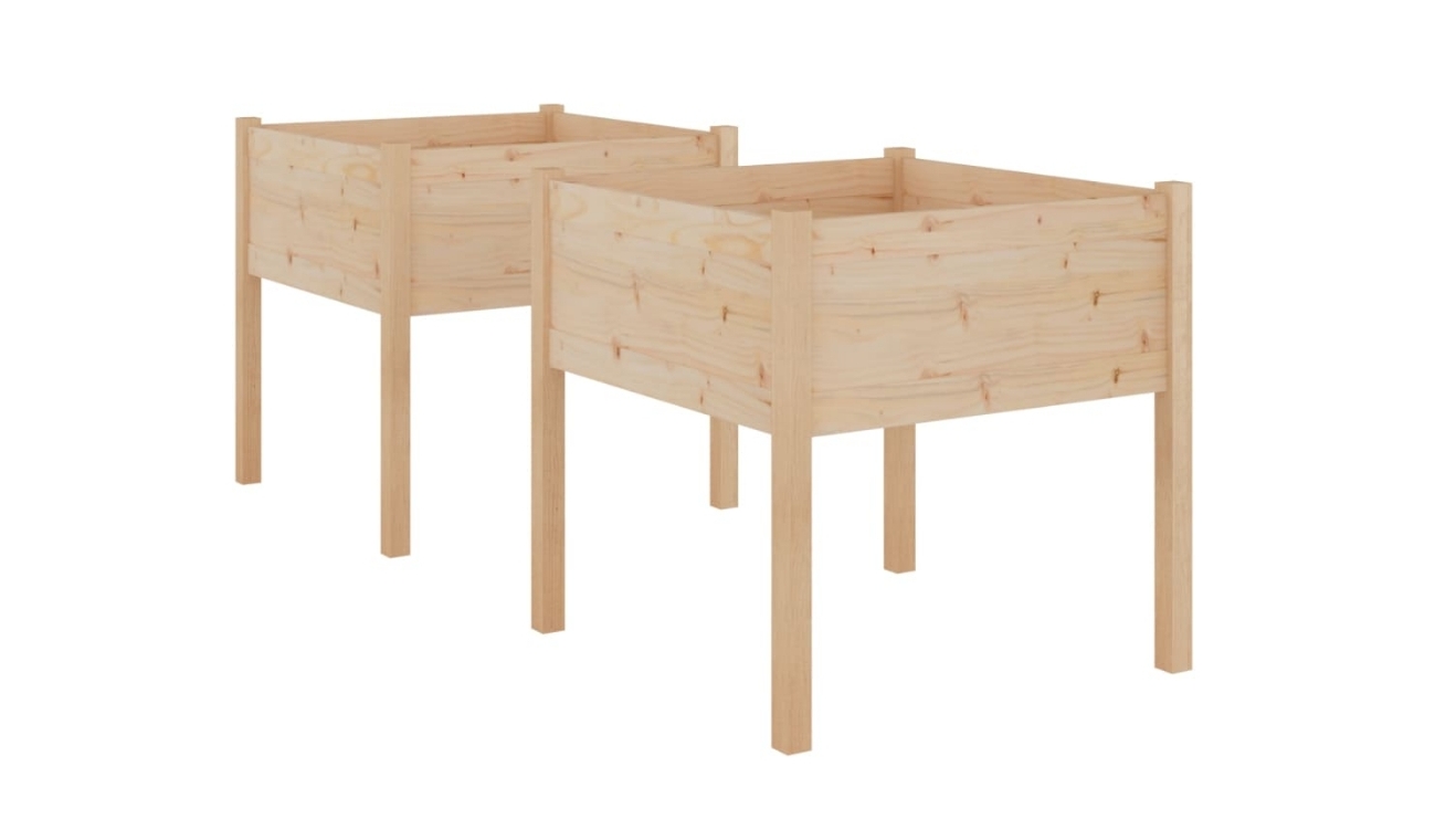 vidaXL 2 Piece Solid Pinewood 70 x 70cm Garden Planter - Natural