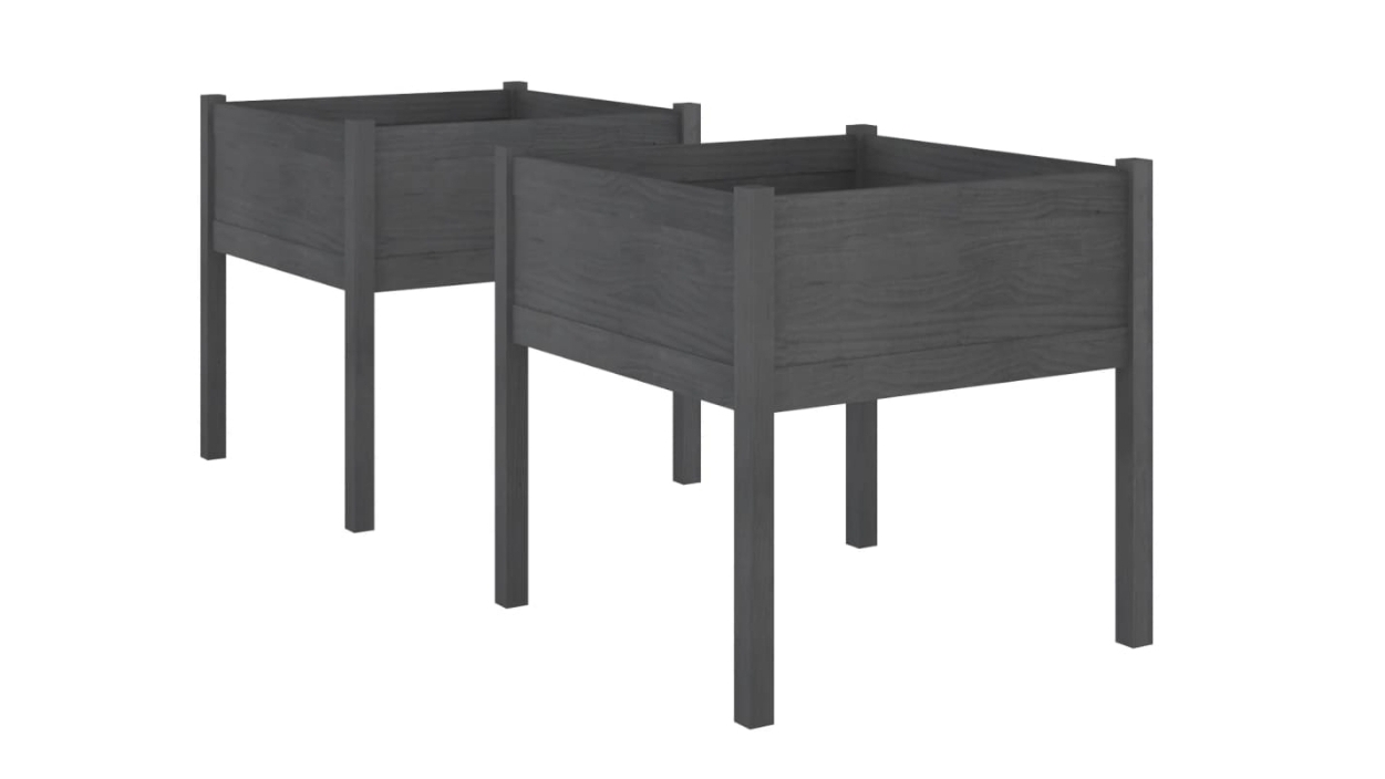 vidaXL 2 Piece Solid Pinewood 70 x 70cm Garden Planter - Grey