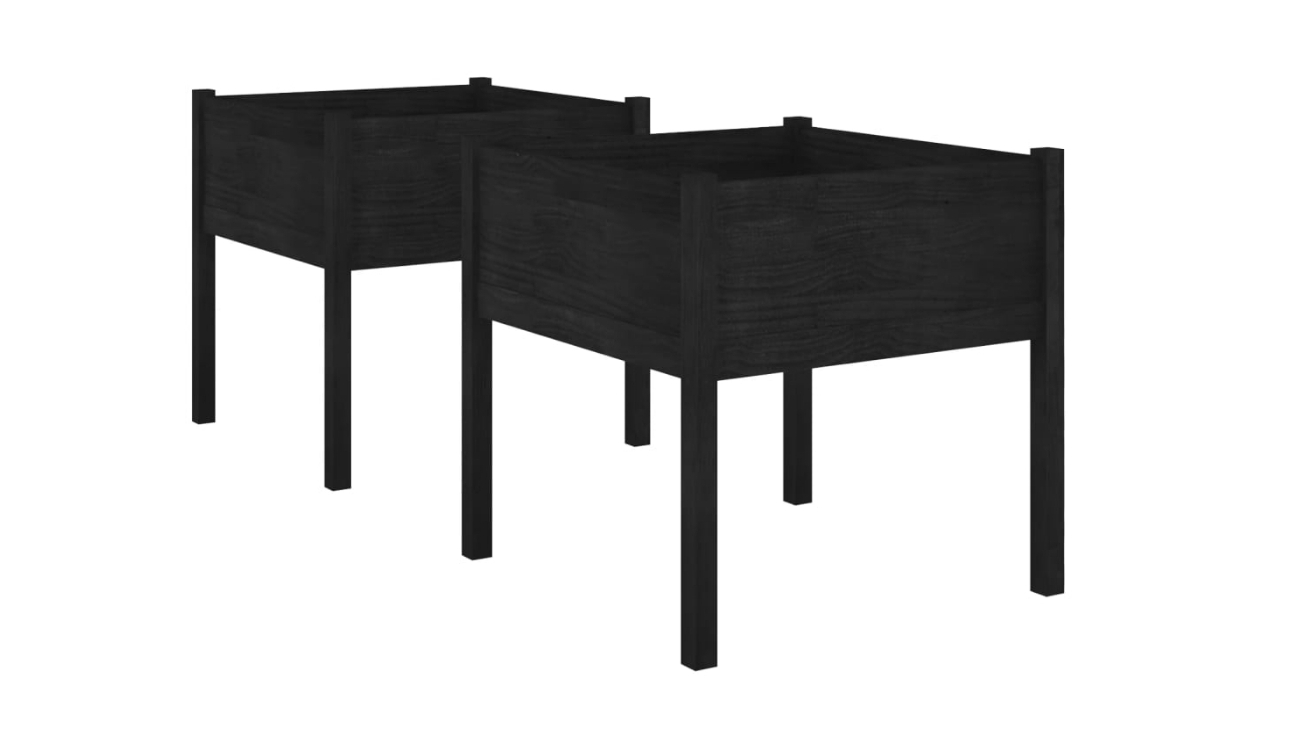 vidaXL 2 Piece Solid Pinewood 70 x 70cm Garden Planter - Black