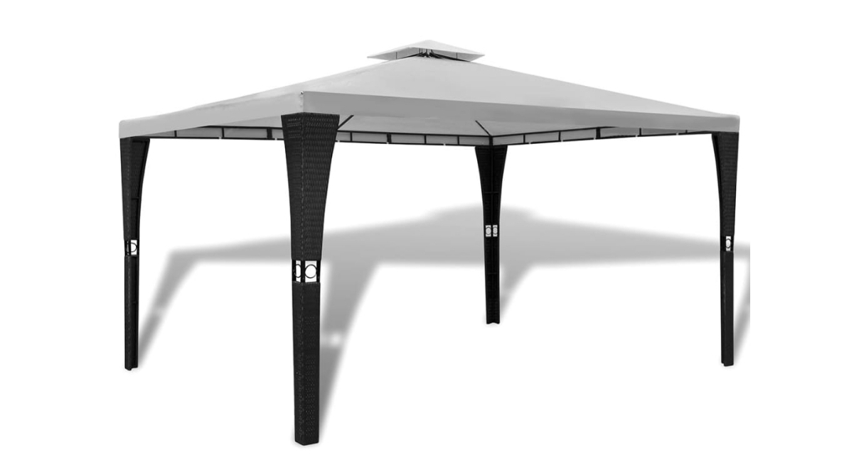 vidaXL Poly Rattan Gazebo with Cream White Roof - 3 x 4 Metre
