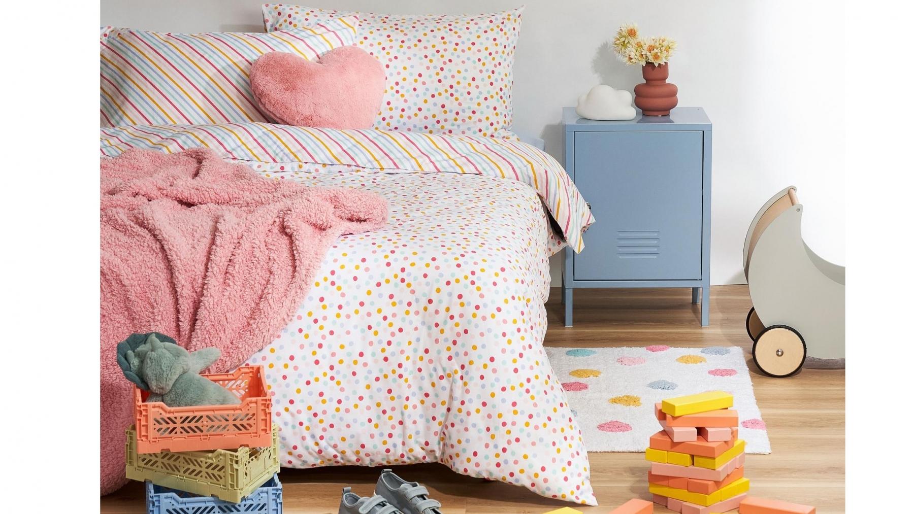 Minikins Spot Rainbow Reversible Quilt Cover Set 