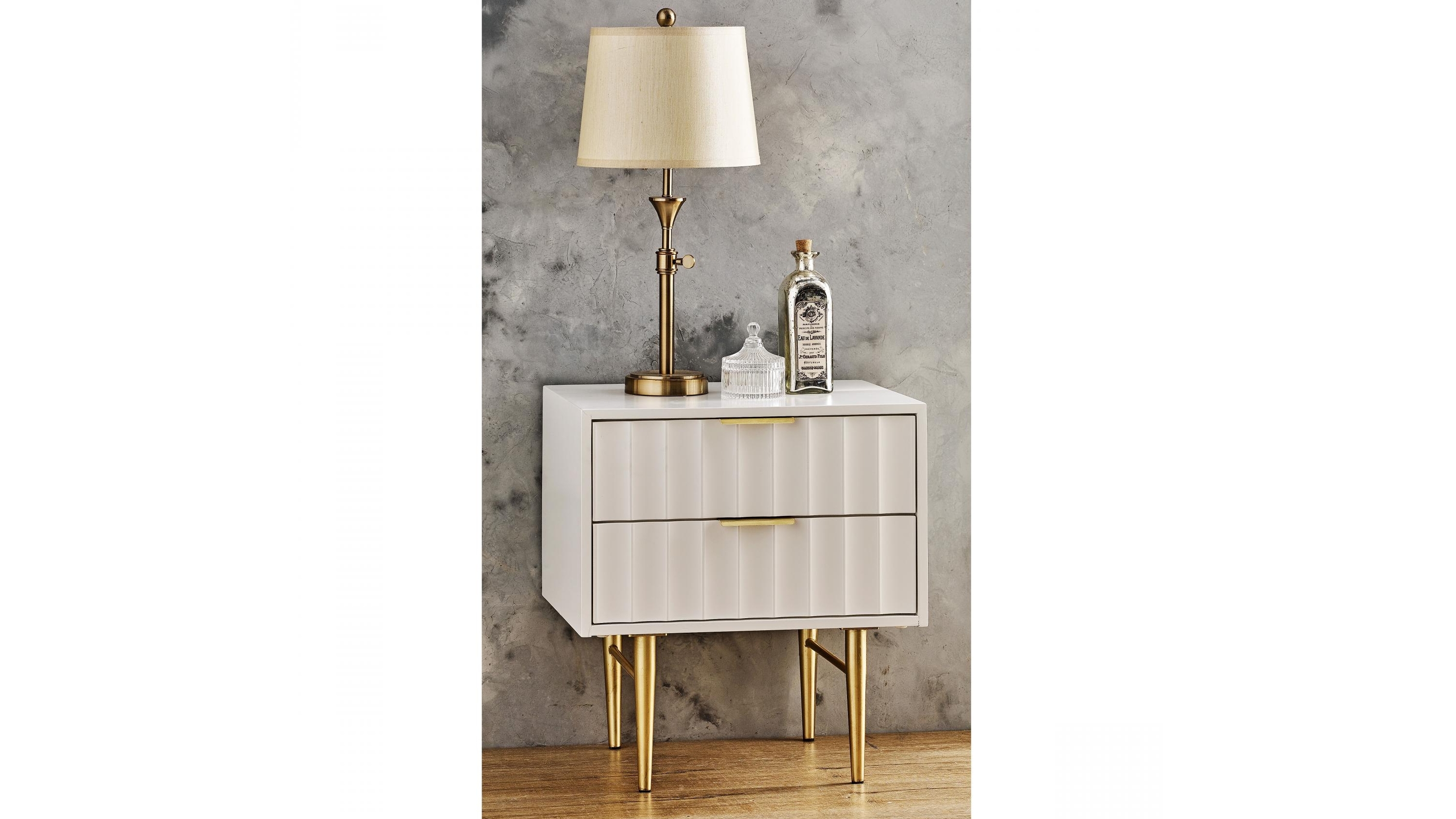 Blair 2-Drawer Bedside Table - White 