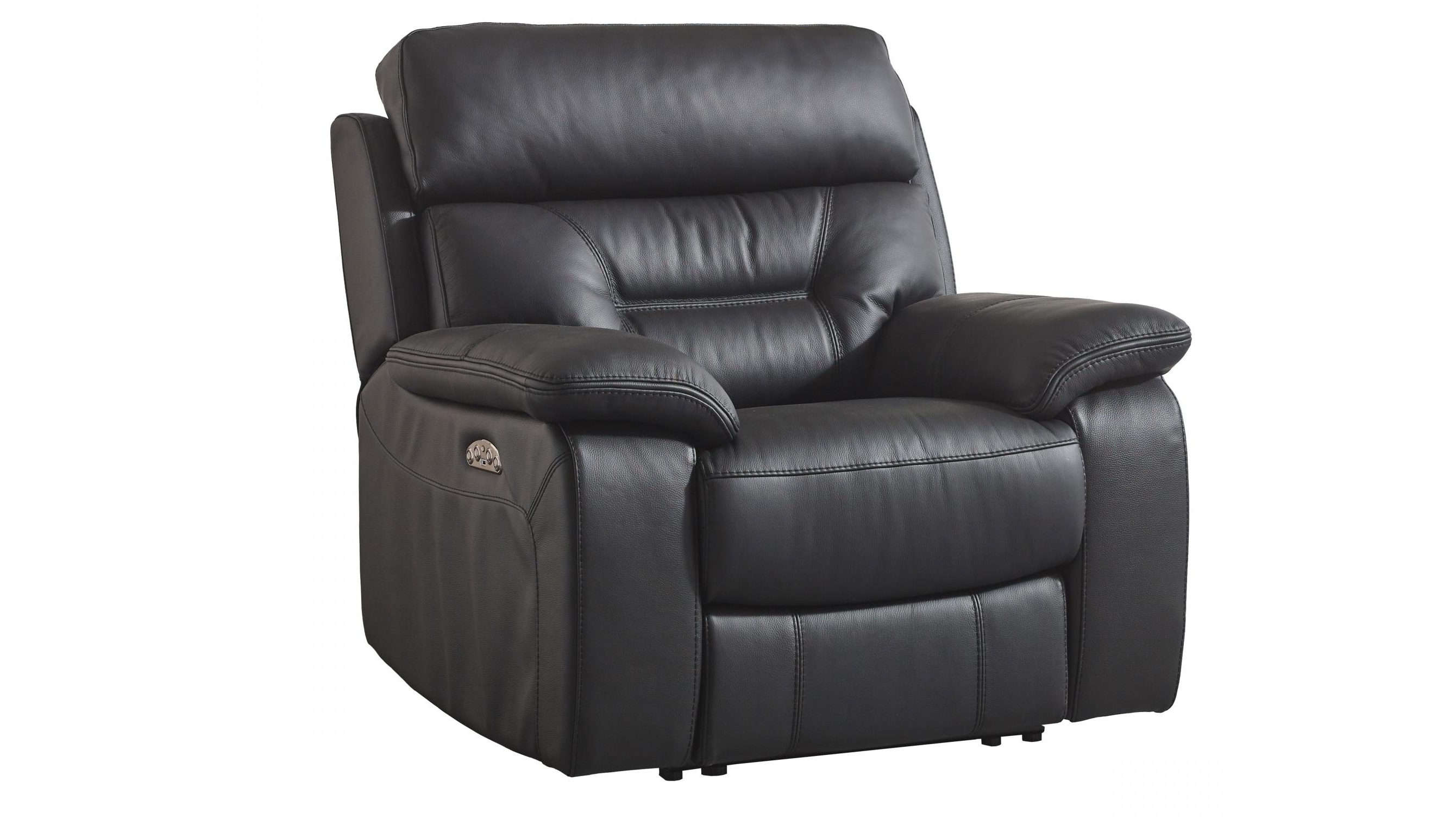 Ashton Leather Powered Recliner Armchair Black Harvey Norman