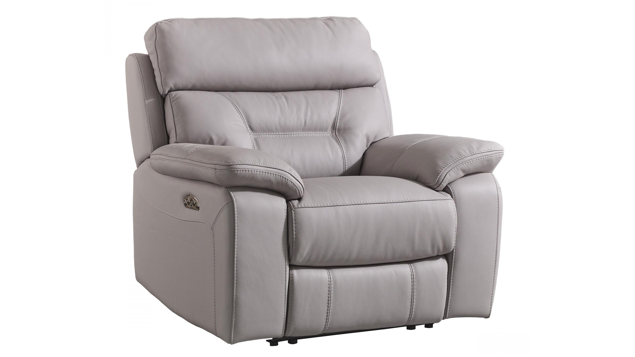 Ashton Leather Powered Recliner Armchair - Grey | Harvey Norman