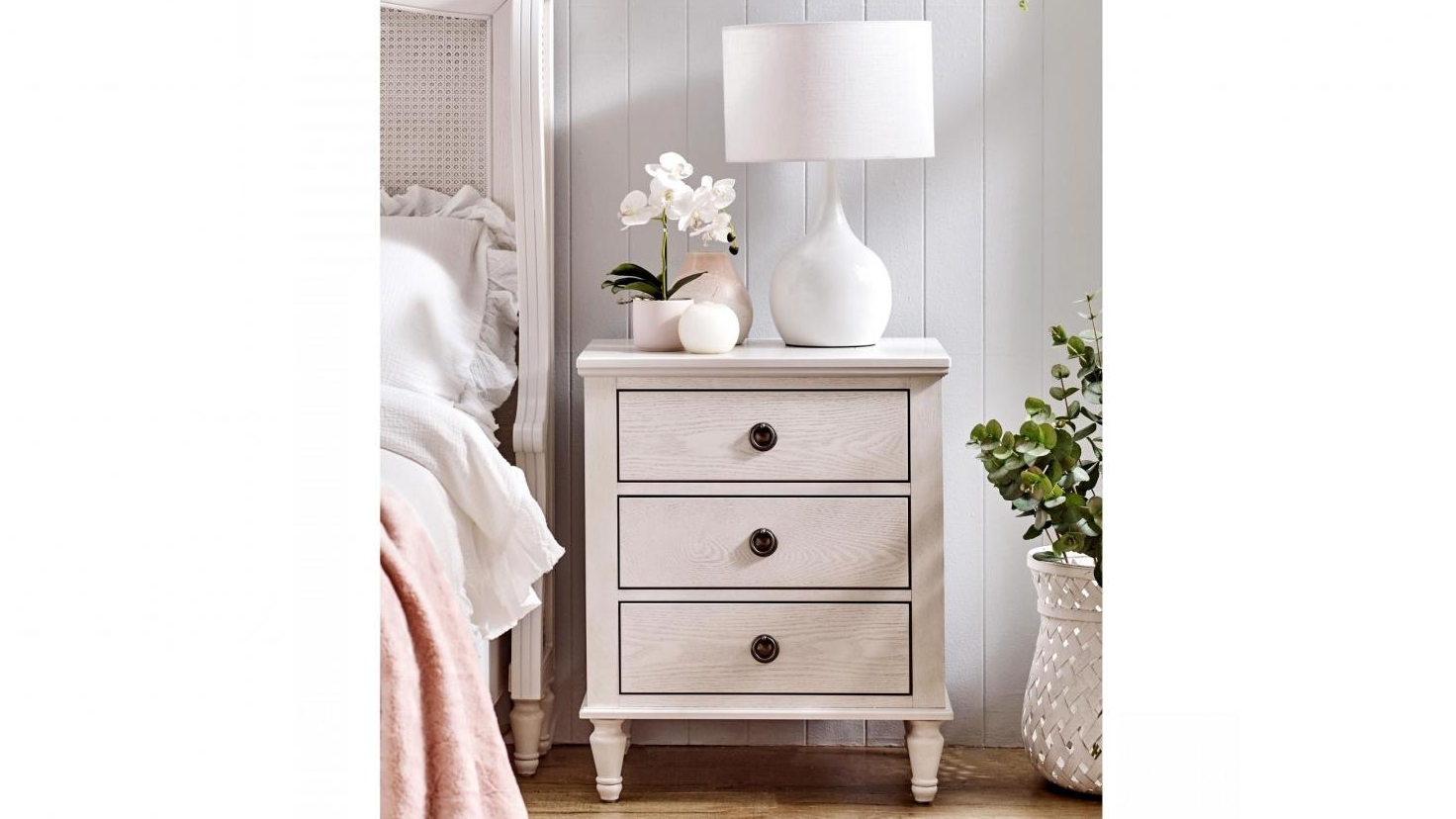 Freya 3Drawer Bedside Table Harvey Norman