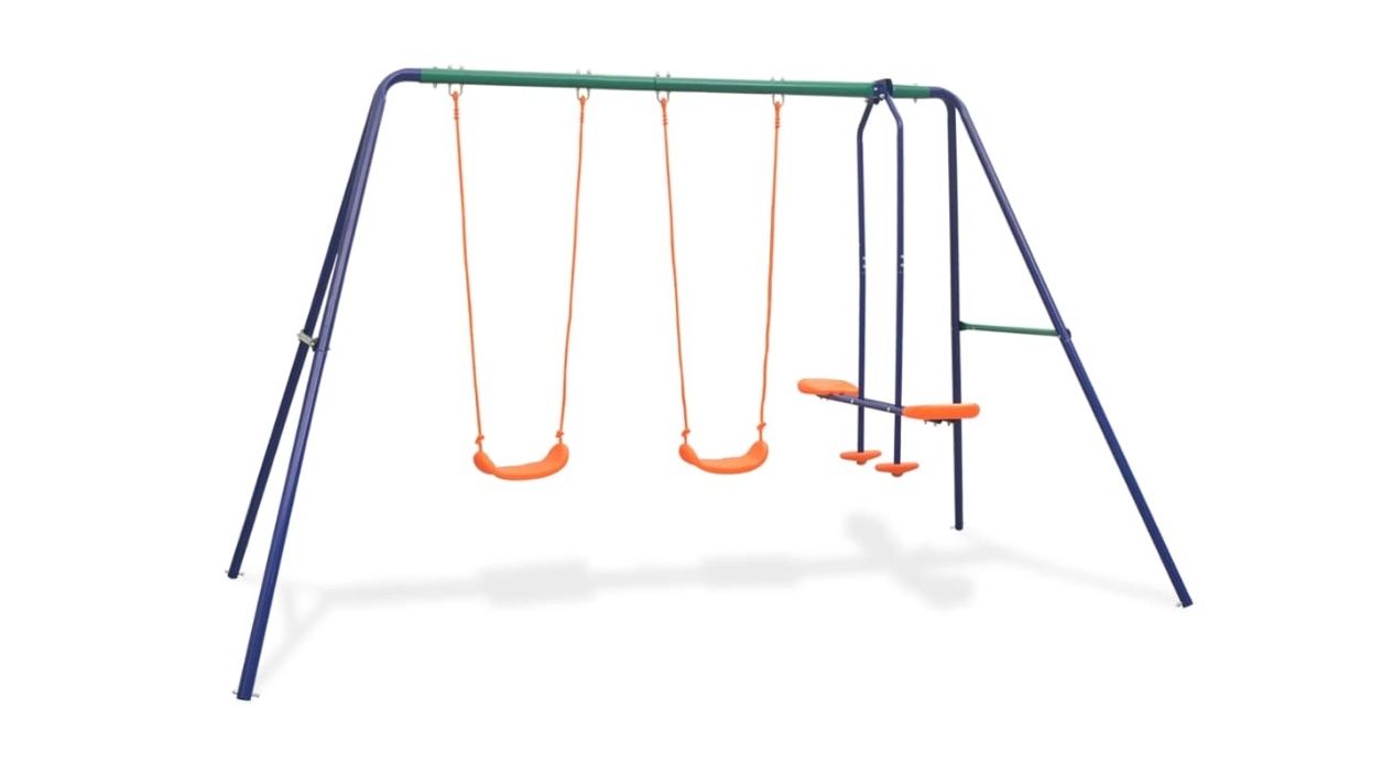 vidaXL Swing Set with 4 Seats - Orange