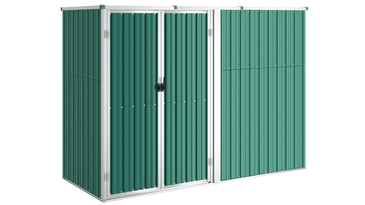 vidaXL Galvanised Steel Green Garden Tool Shed - 225 x 89 x 161cm