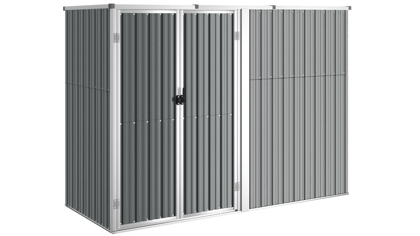 vidaXL Galvanised Steel Grey Garden Tool Shed - 225 x 89 x 161cm