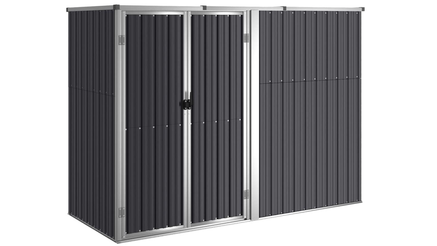 vidaXL Galvanised Steel Anthracite Garden Tool Shed - 225 x 89 x 161cm