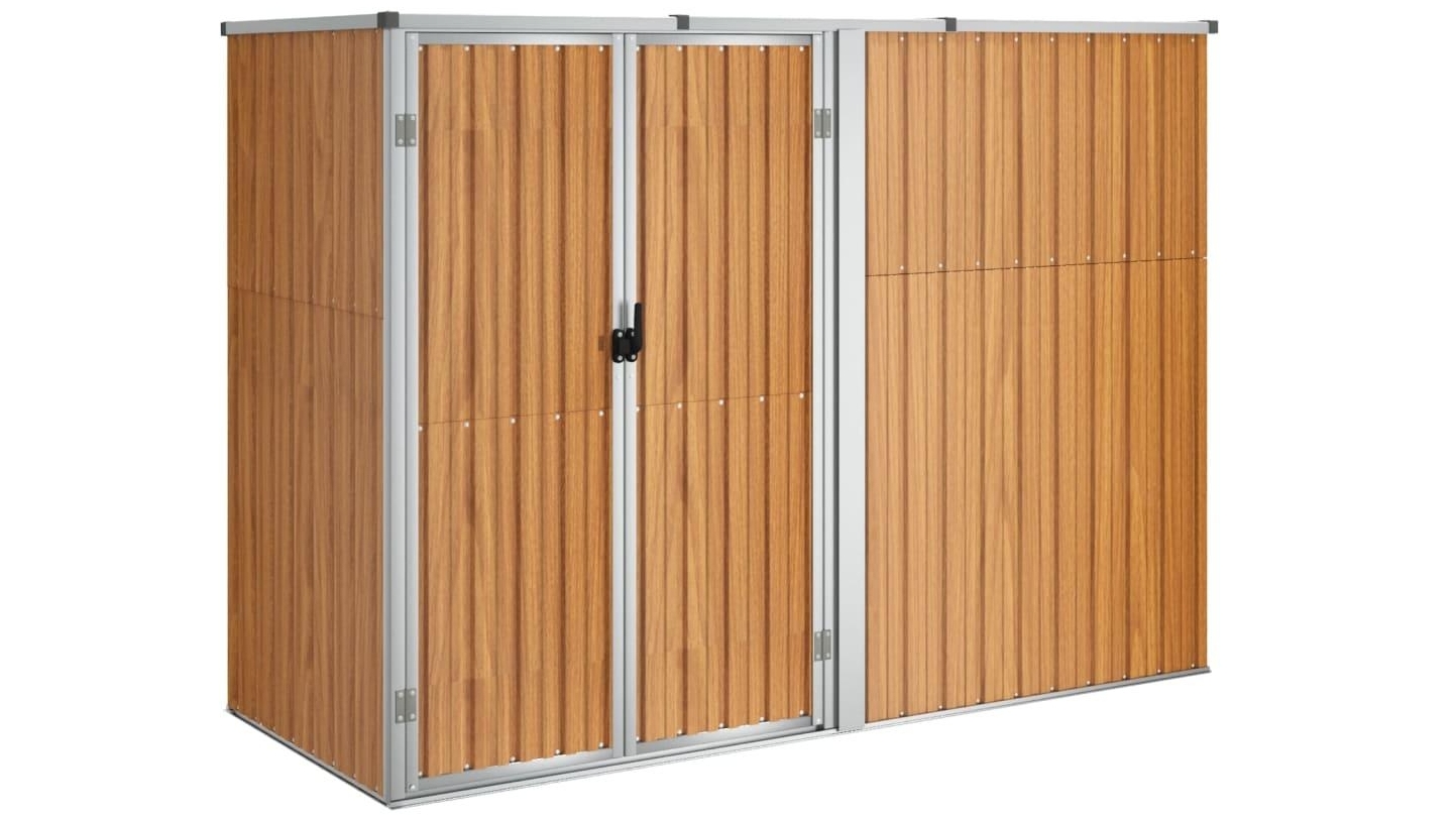 vidaXL Galvanised Steel Brown Garden Tool Shed - 225 x 89 x 161cm