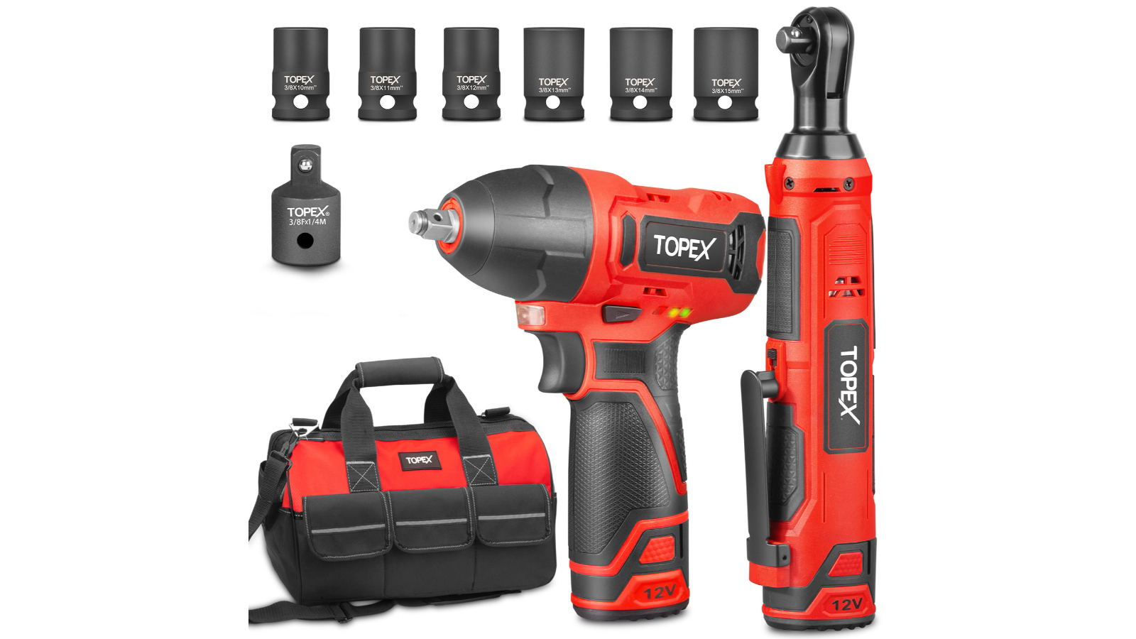 Topex 12V Power Tool Twin Kit Cordless Wrench Impact