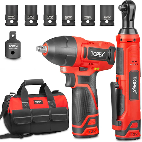 Topex 12V Power Tool Twin Kit Cordless Wrench Impact