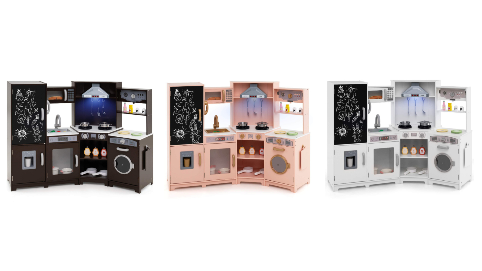 Costway Kitchen Playset with Refrigerator and Doodle Board