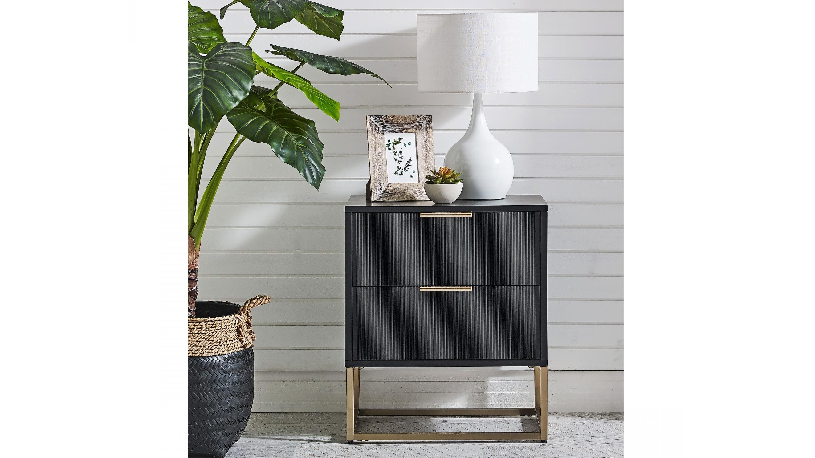 Arlington 2Drawer Black Bedside Table Harvey Norman