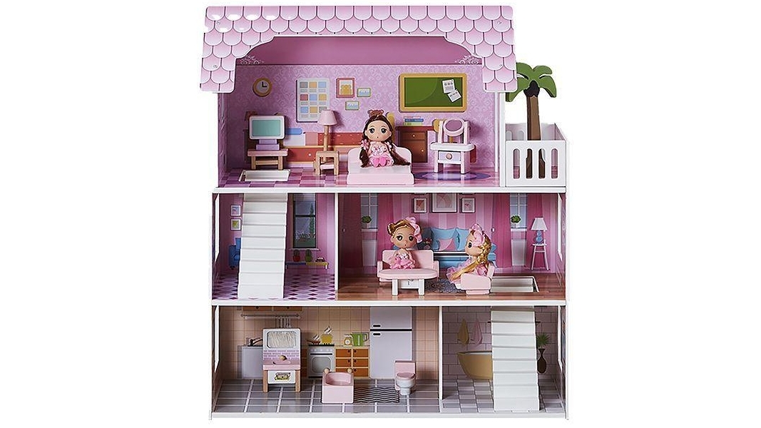 All 4 Kids Paisley 3 Level Dollhouse with Furniture