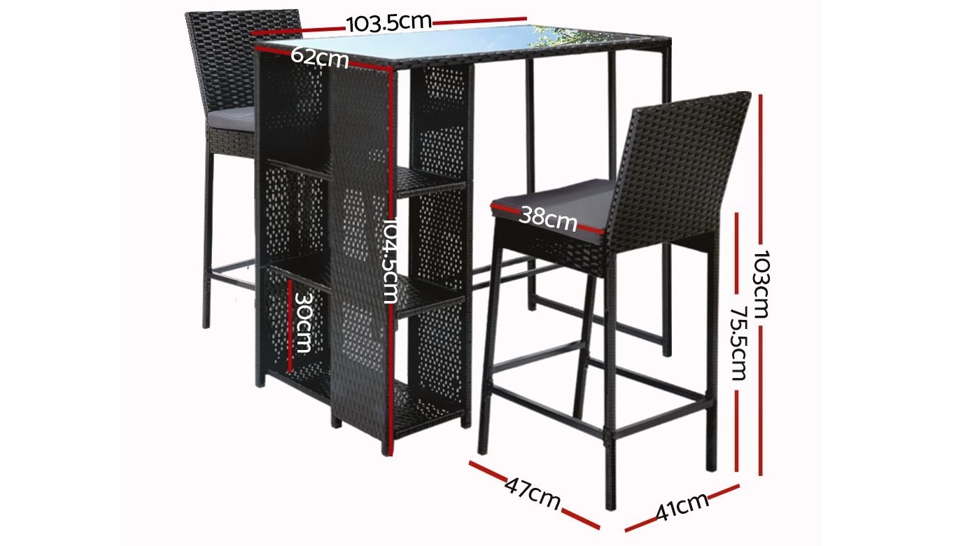 Gardeon 3Piece Outdoor Bar Table and Stool Set Harvey Norman
