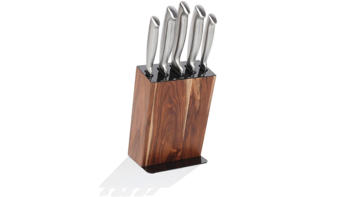 Stanley Rogers 6 Piece Acacia Knife Block Set - Black