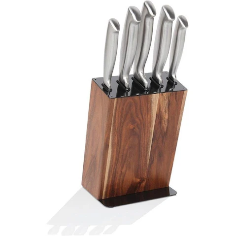 Stanley Rogers 6 Piece Acacia Knife Block Set - Black