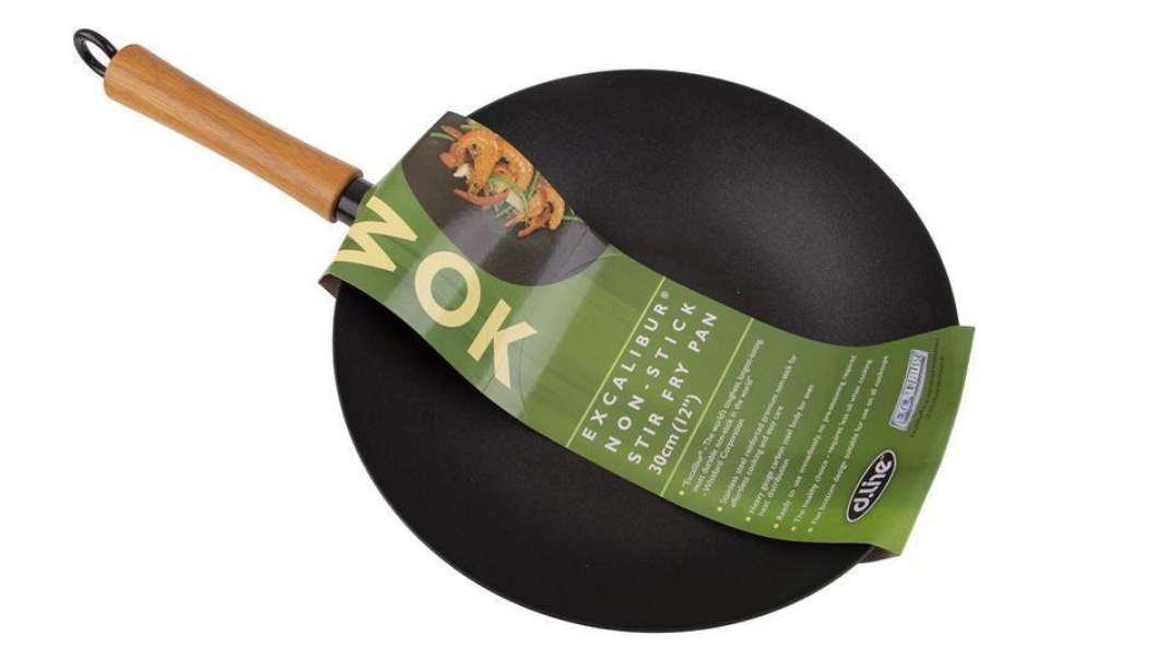 D.Line Excalibur NonStick Carbon Steel Wok 36cm Harvey Norman