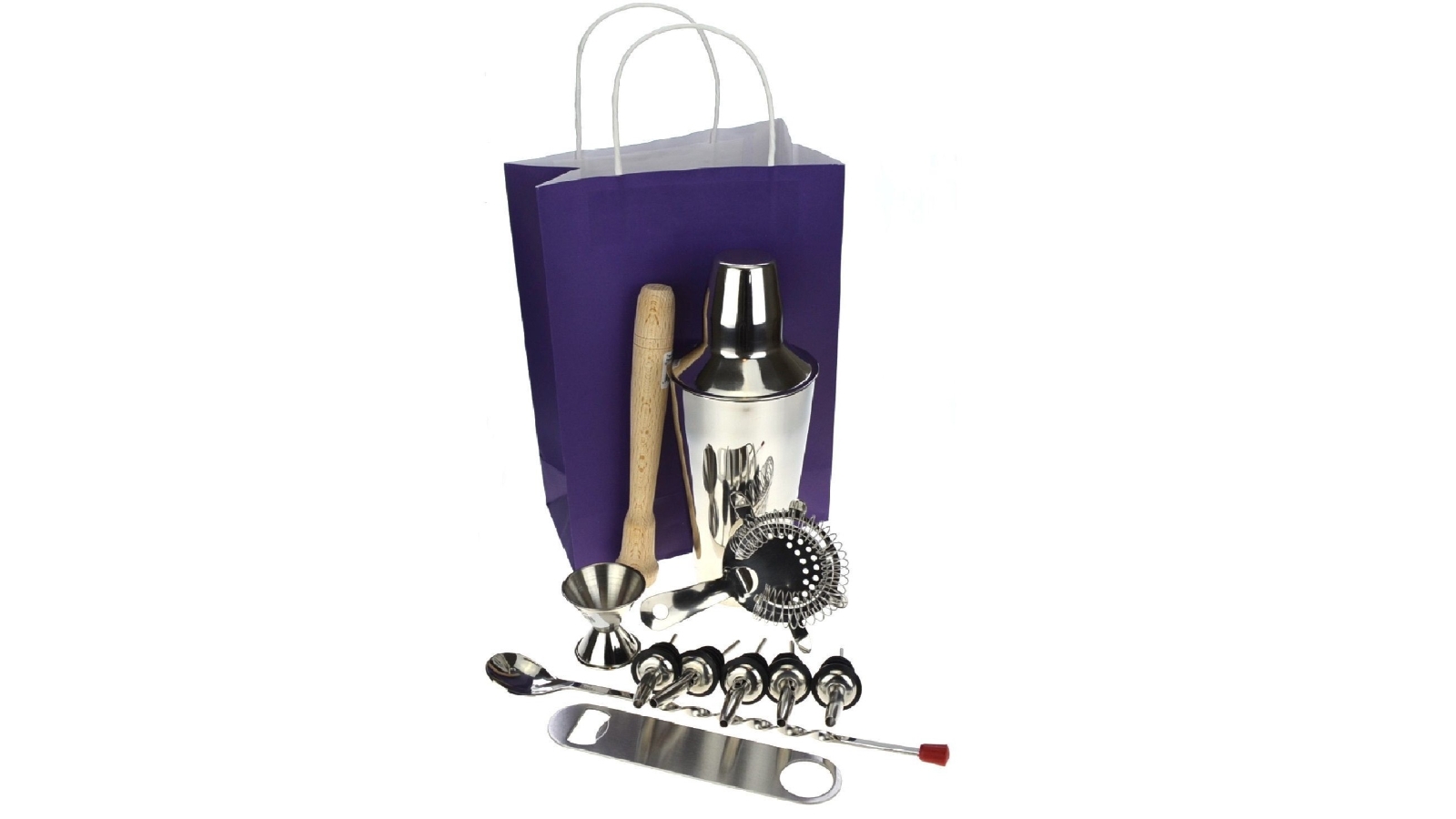 PurpleSpoilz 10 Piece SS Cocktail Shaker With Free Bar Blade