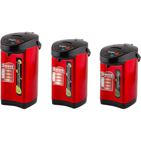 Soga Red Stainless Steel Electric Thermal Pot with 3 Dispensing Mode