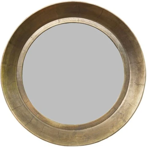 SSH Collection Zandra Antique Brass Wide Round Wall Mirror - 90cm