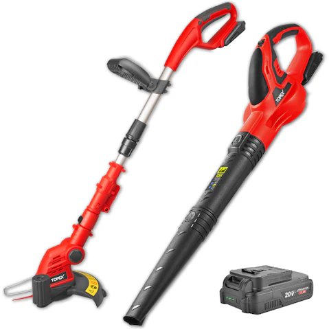 Topex 20V Cordless Blower and Grass Trimmer Combo Kit with Battery