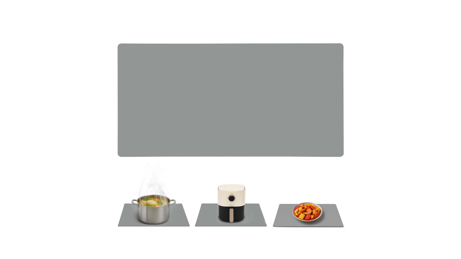 Kitchen Silicone Placemat Grey Countertop Protector Heat Resistant Non-Slip DIY Cut - 0.1cm