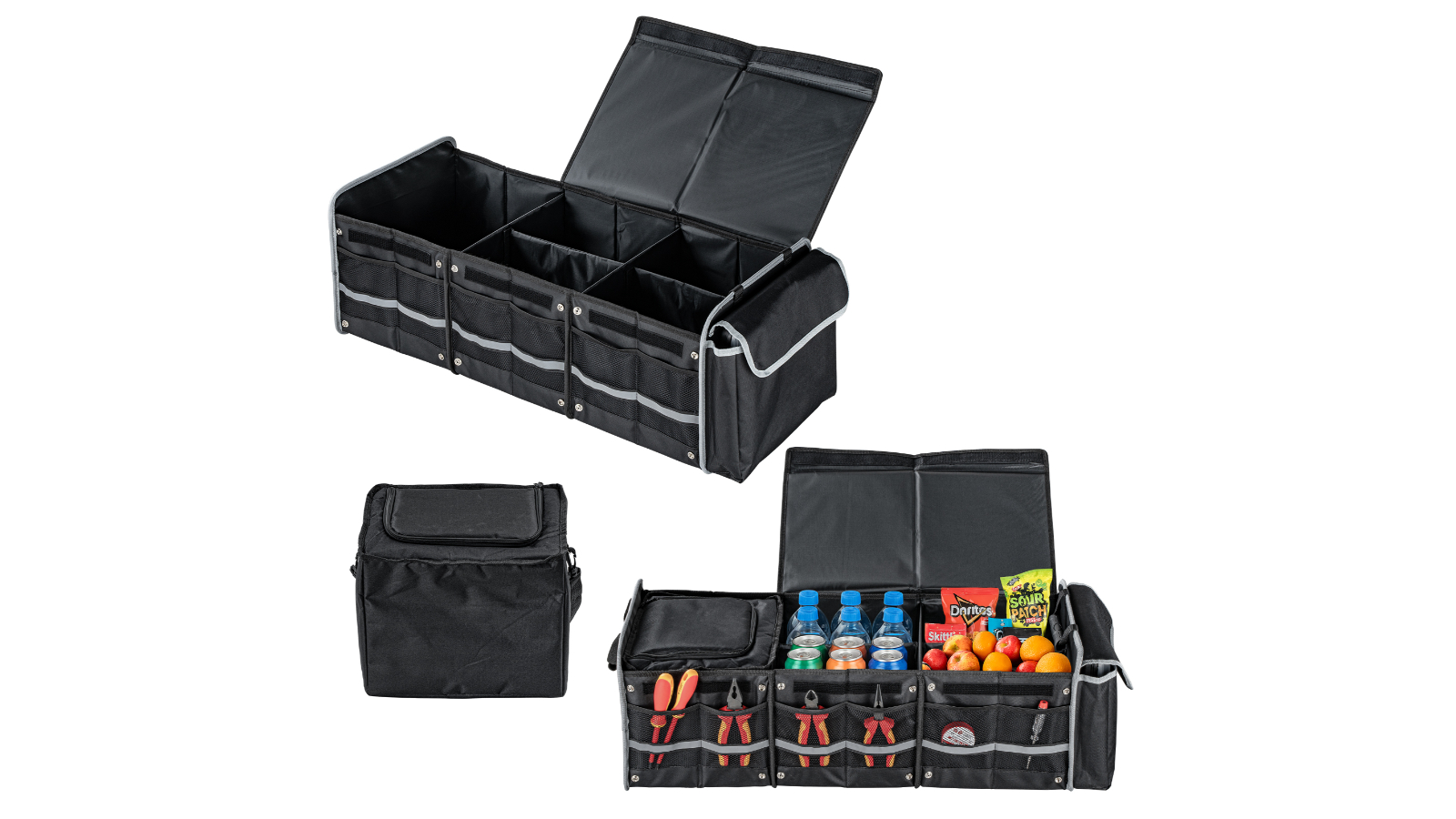 Car Trunk Organizer with Lid Portable Storage Box Leakproof Cooler Bag for SUV/Truck Boot