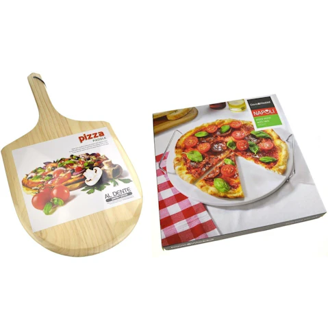 Pizza Combo Pack Pizza Stone + Serving Rack + Paddle -33cm