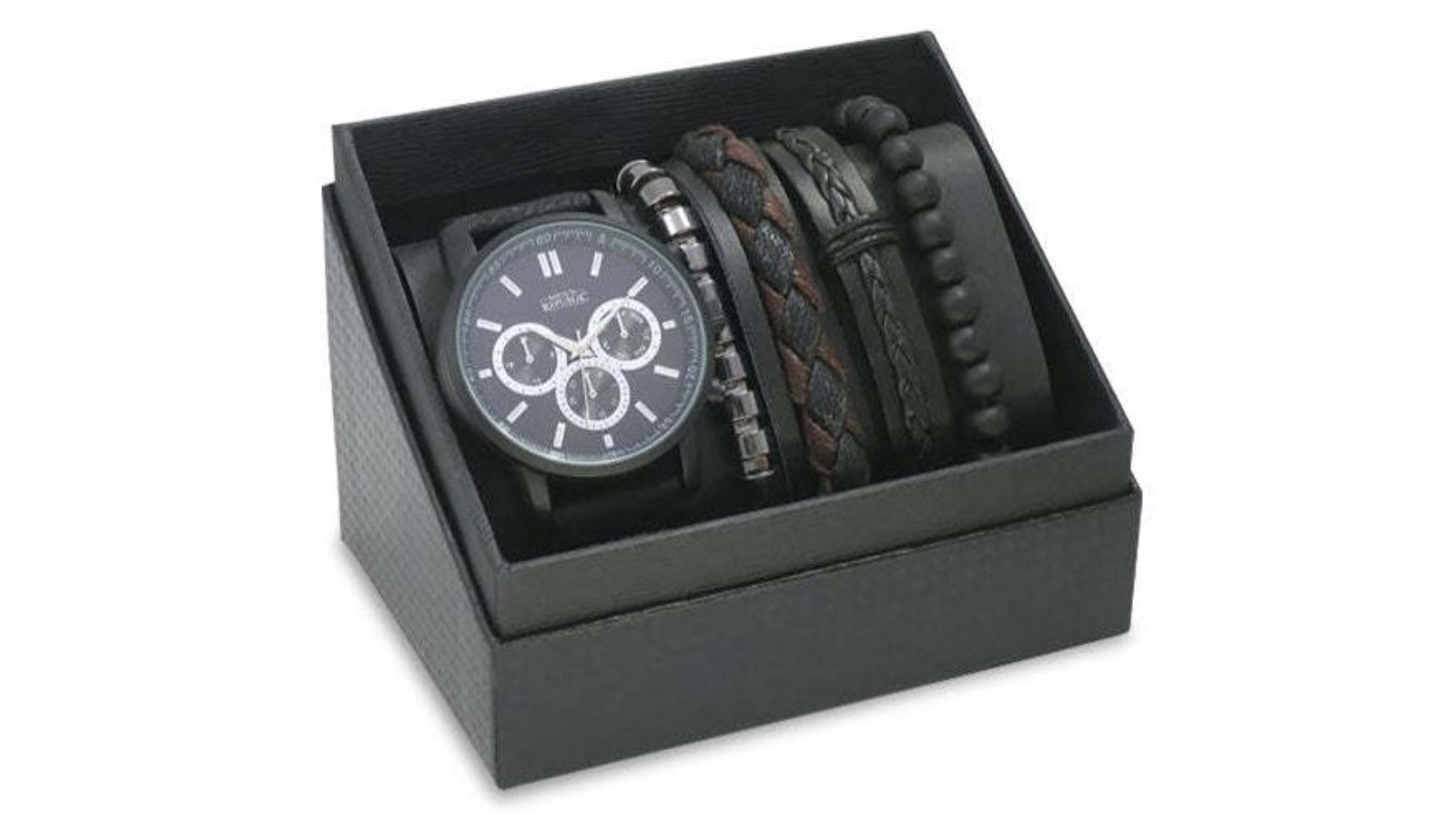 Men's Republic 5 Piece Watch with 4 Bracelets - Black