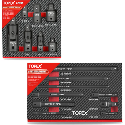 Topex 16 Piece Socket Adaptor and Extension Bar Set
