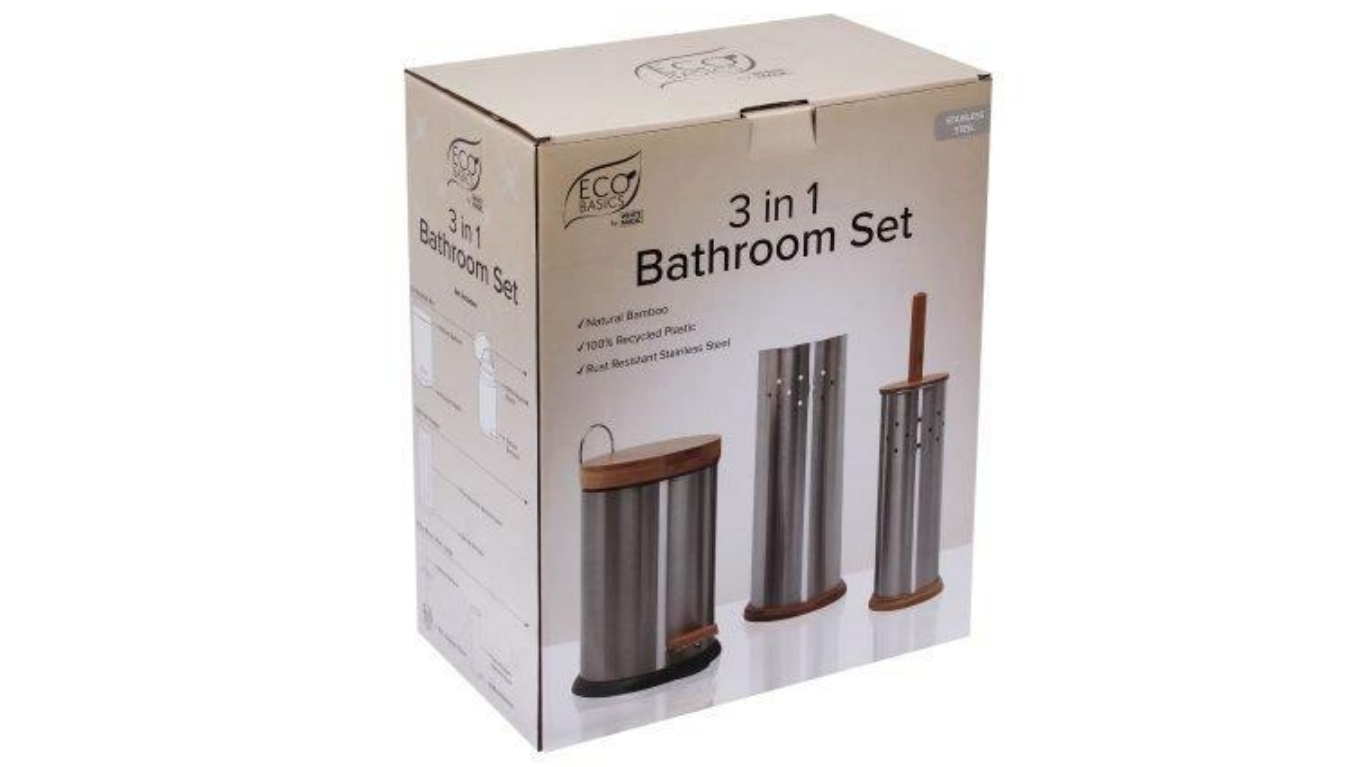 White Magic Eco Basics 3-in-1 Bathroom Set - Silver | Harvey Norman