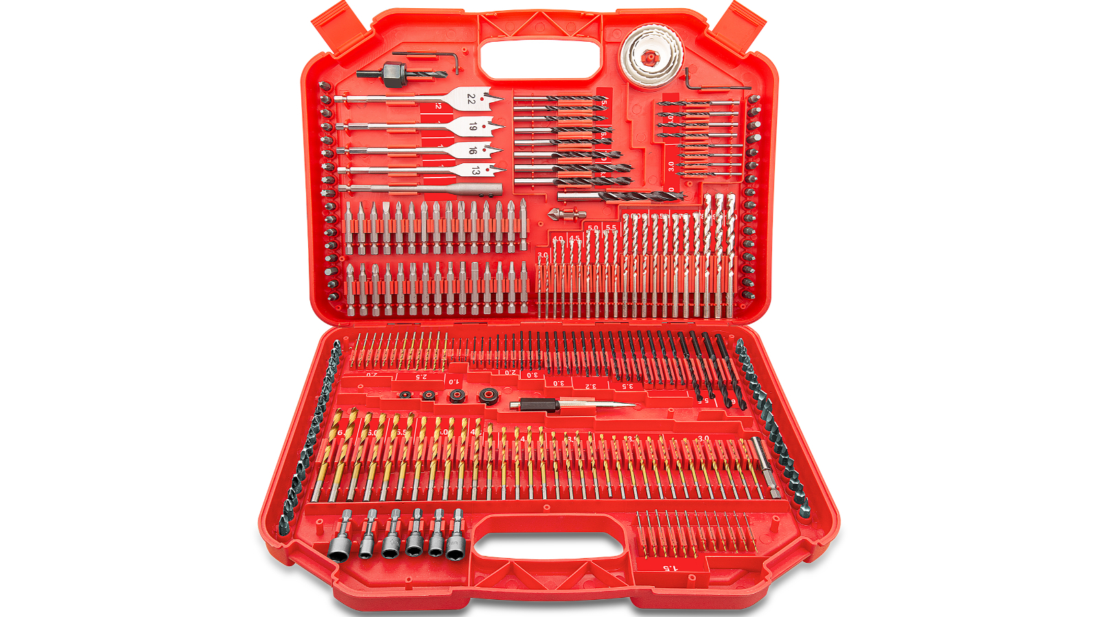TOPEX 246 Piece Combination Drill Bit Set Screw Bits Titanium for Metal Wood Masonry