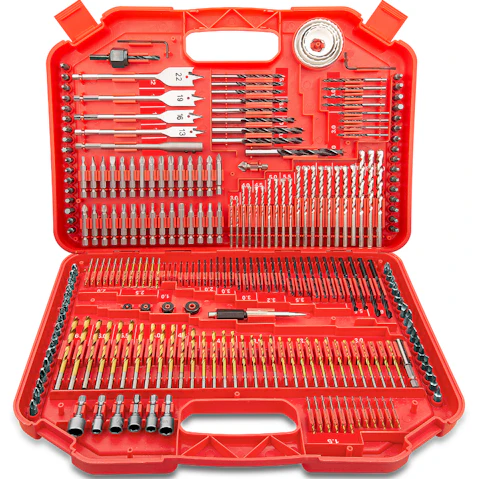 TOPEX 246 Piece Combination Drill Bit Set Screw Bits Titanium for Metal Wood Masonry