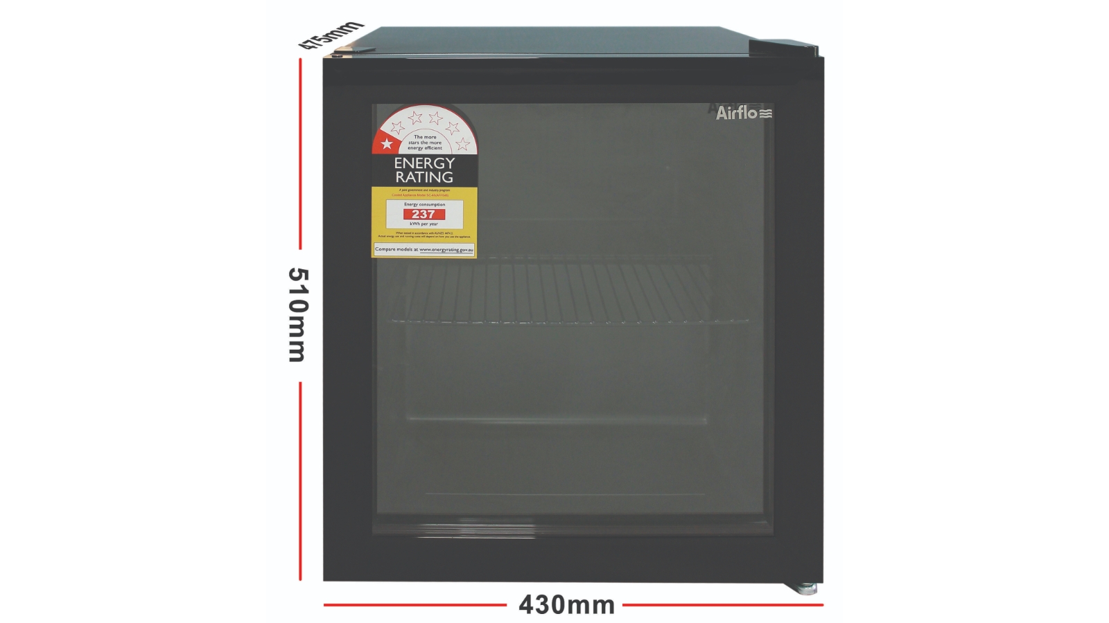 Airflo 46L Glass Door Bar Fridge Harvey Norman