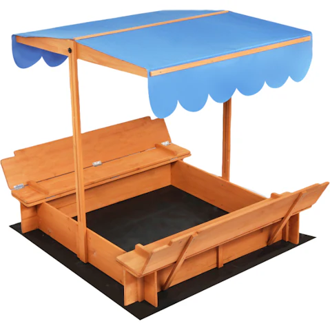 BoPeep 4-in-1 Kids Outdoor Toys Sandpit Box Wooden Canopy