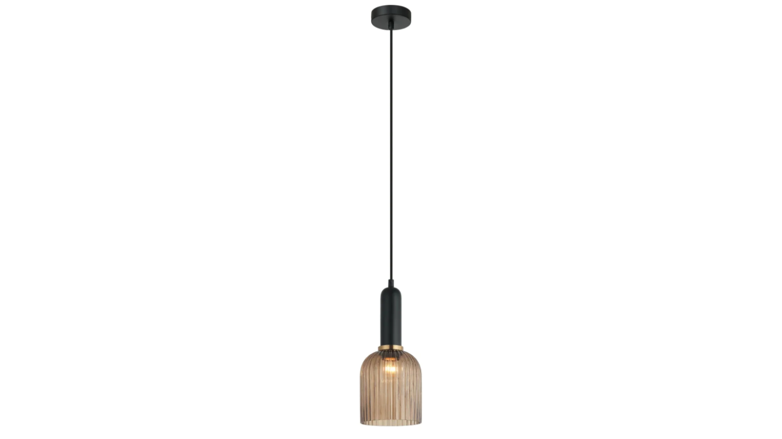 Vintaj Retro Smoky Ellipse Ribbed Glass Interior Pendant Light - Amber