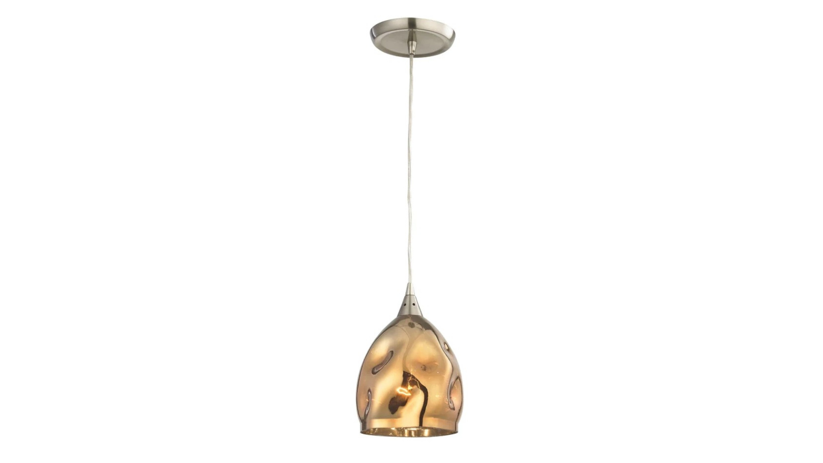 Ordito Abstract Chrome with Dimpled Ellipse Glass Pendant Light - Gold