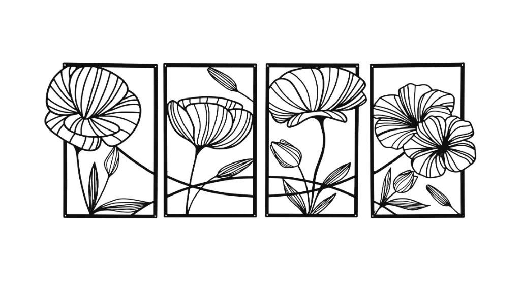 Yezi 4 Piece Metal Abstract Lotus Flower Wall Decor