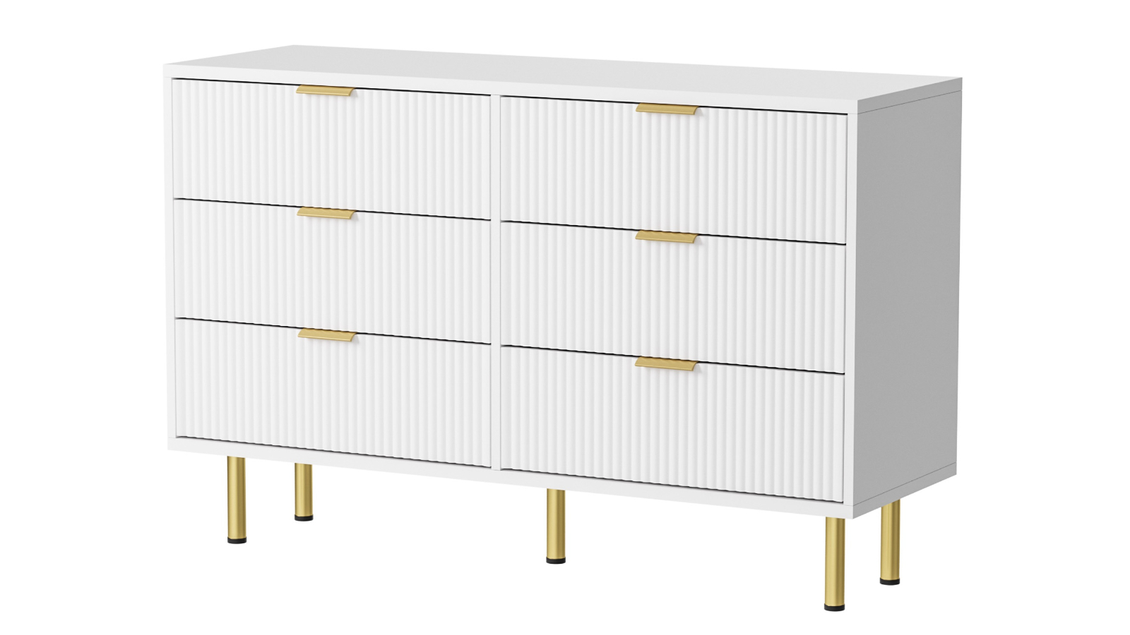Levede 6-Drawer White Textured Tallboy Cabinet