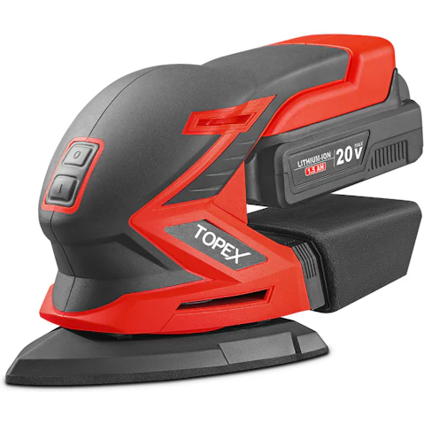 Topex 20V Cordless Electric Detail Sander with Sandpaper and Dust Bag