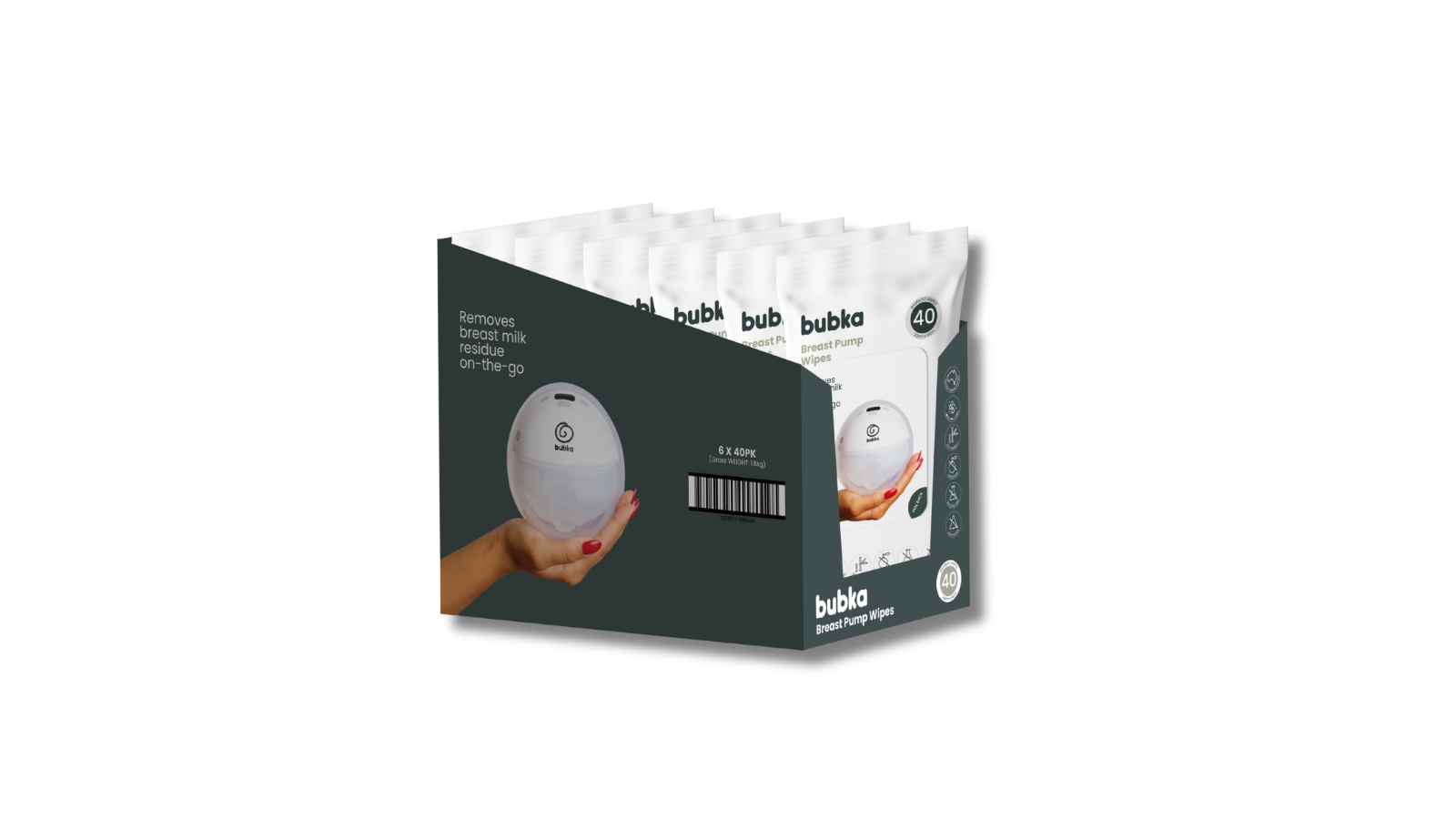 Bubka Pack of 6 Breastpump Wipes