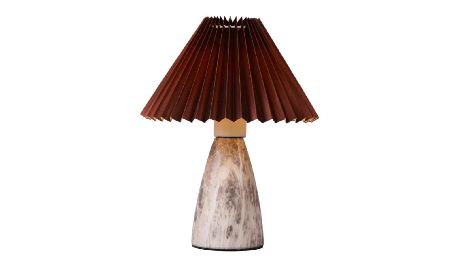 Luminea Ceramic Single Bulb Clara Modern Pleated Fabric Shade Table Lamp - Brown