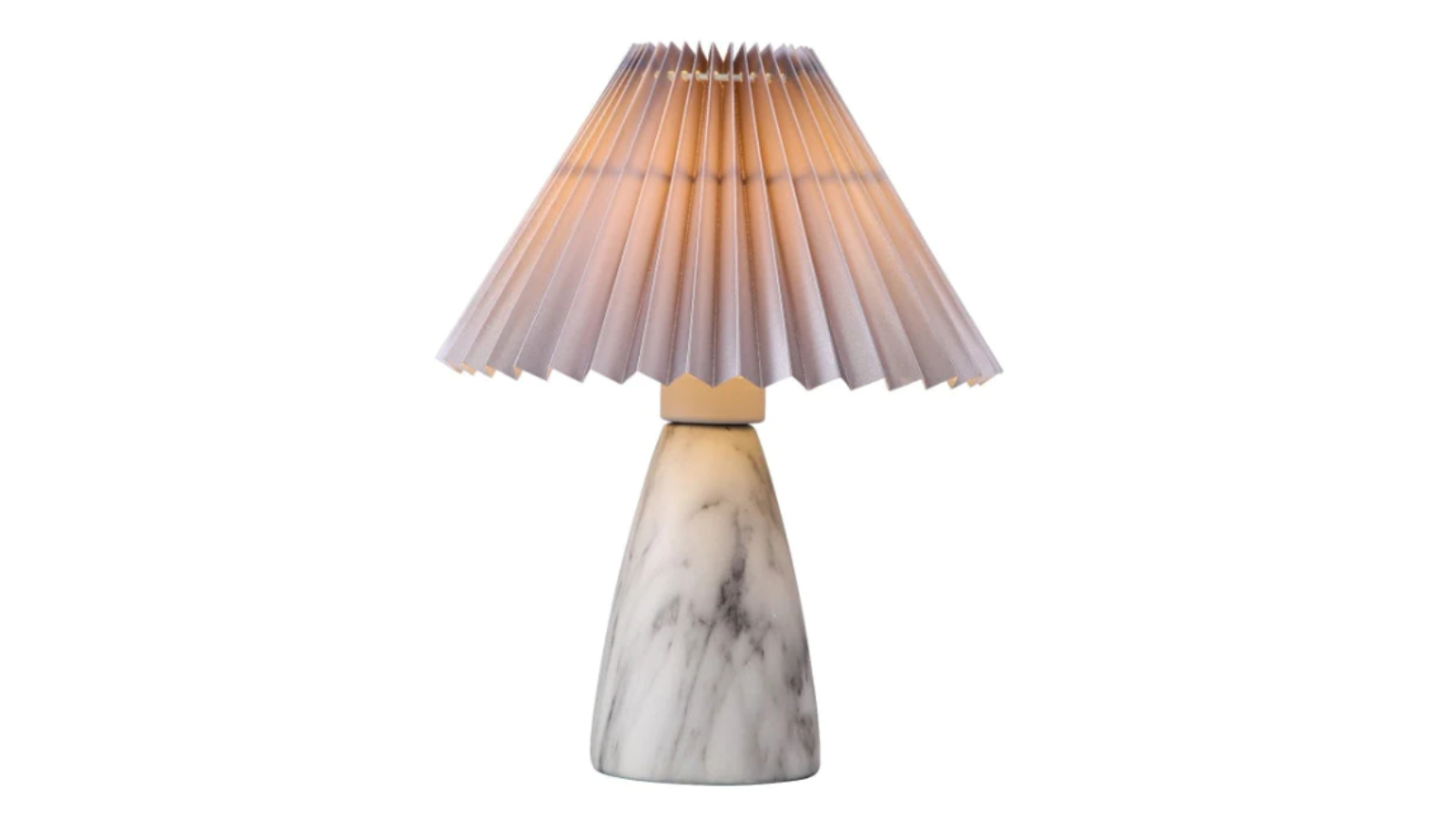 Luminea Ceramic Single Bulb Clara Modern Pleated Fabric Shade Table Lamp - Grey