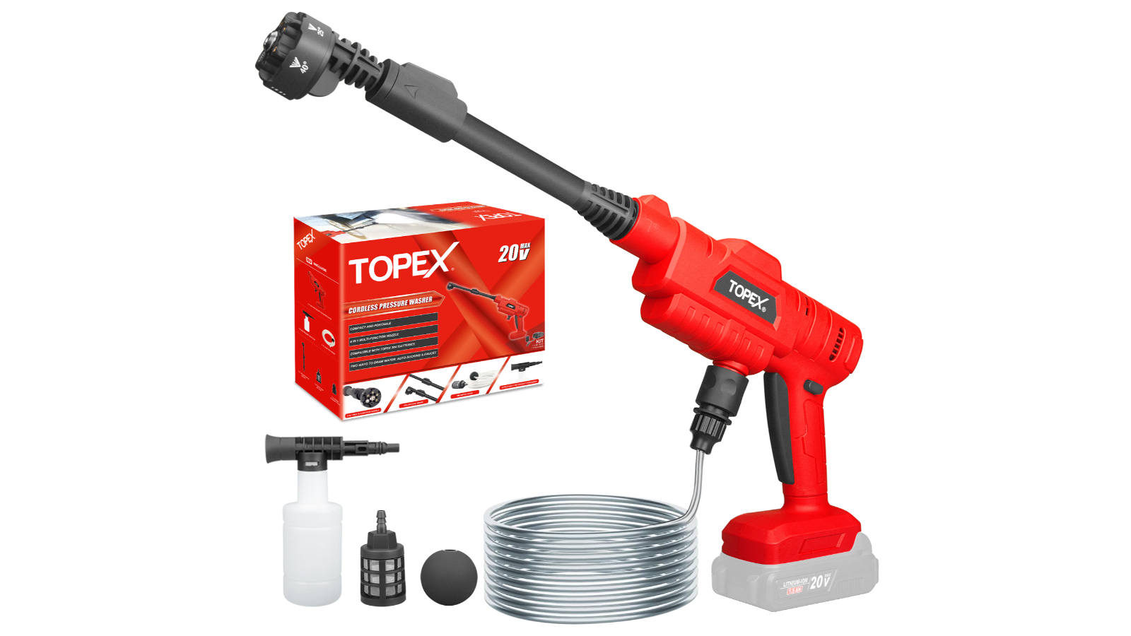 TOPEX 20V  6-in-1 Nozzle Cordless Pressure Washer Skin