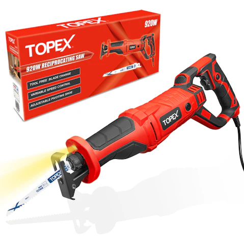 TOPEX Reciprocating Saw 920W Quickly Cut Depth in Wood and Metal Cutting 2.2cm Stroke Length