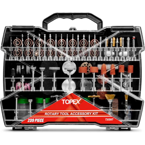 TOPEX 239 Piece Rotary Tool Accessory Kit Mini Grinding Polishing Shank Craft Bit Set