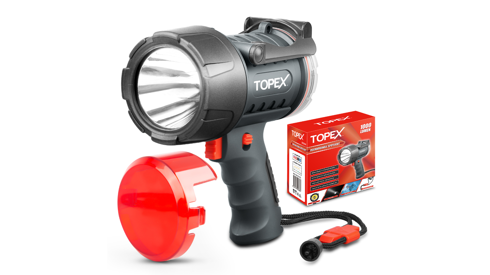 TOPEX Rechargeable Spotlight with 1000 Lumen Cree LED IP67 Waterproof ...